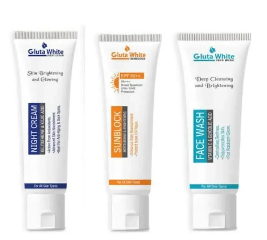 3 in 1 Skincare Bundle - 1 Face Cream, 1 Face Wash & 1 Sunblock (Pack of 3)