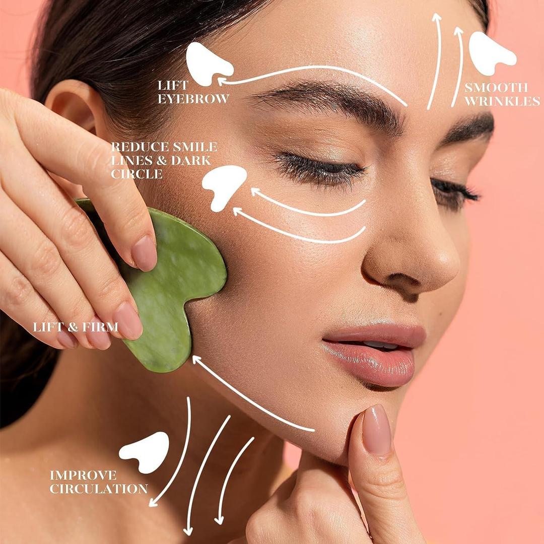 Jade Roller & Gua Sha Set for Anti-Aging